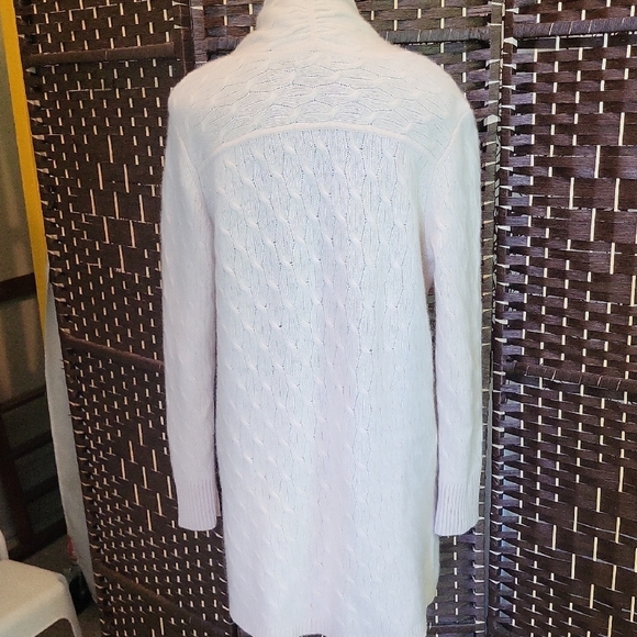 Cortland Park Beige Open Front Knit Cardigan Sweater - Picture 3 of 5